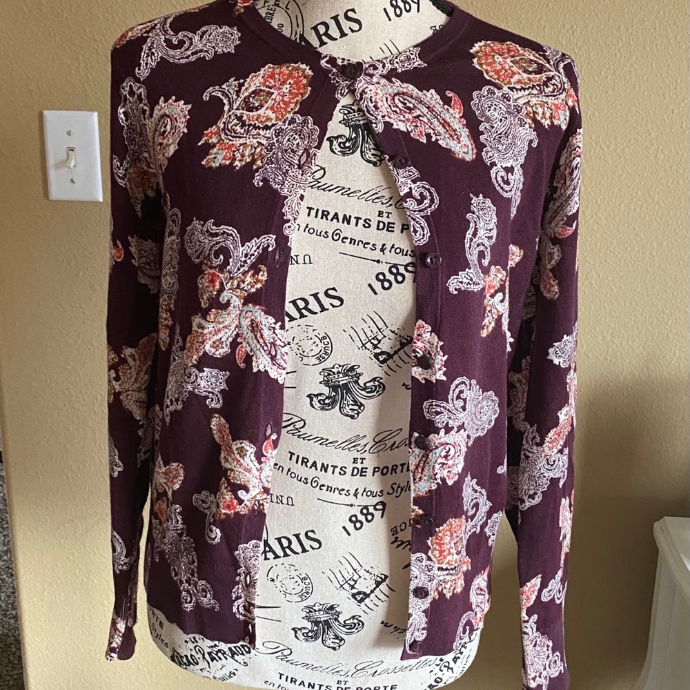Women’s Ann Taylor button-down Cardigan plum color